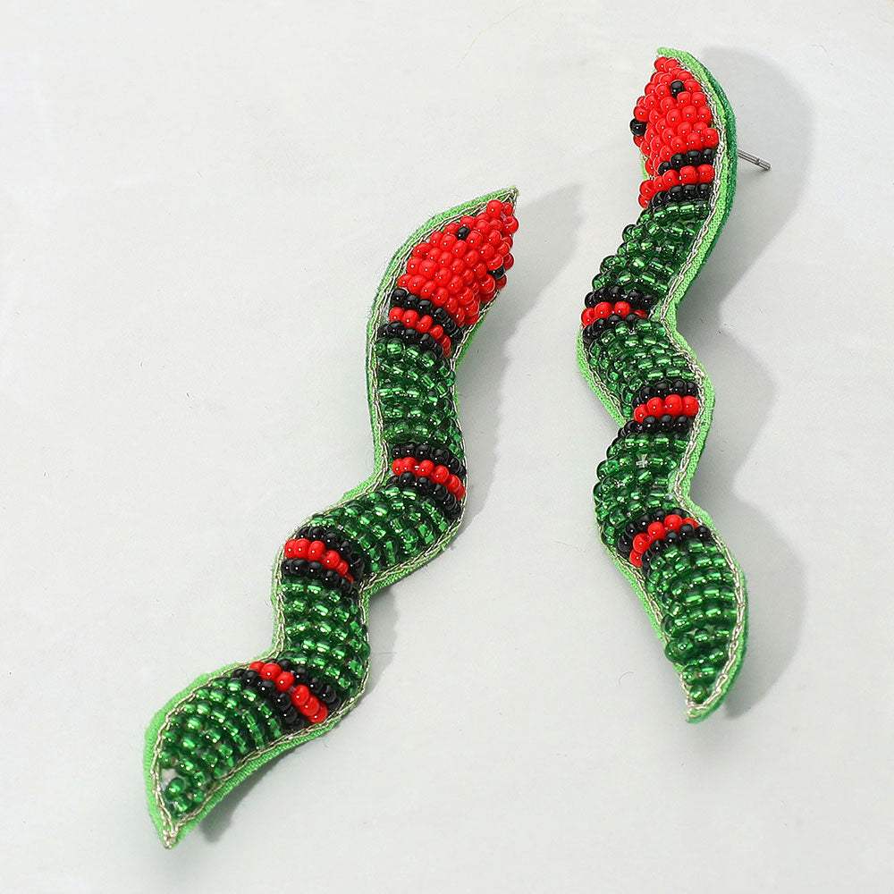 Felt Back Seed Beaded Snake Earrings - Madeline Love - Flyclothing LLC