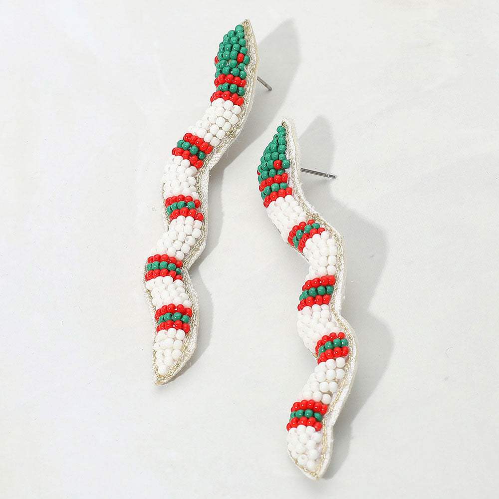 Felt Back Seed Beaded Snake Earrings - Madeline Love - Flyclothing LLC