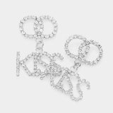 KISS Rhinestone Embellished Message Dangle Earrings - Madeline Love - Flyclothing LLC