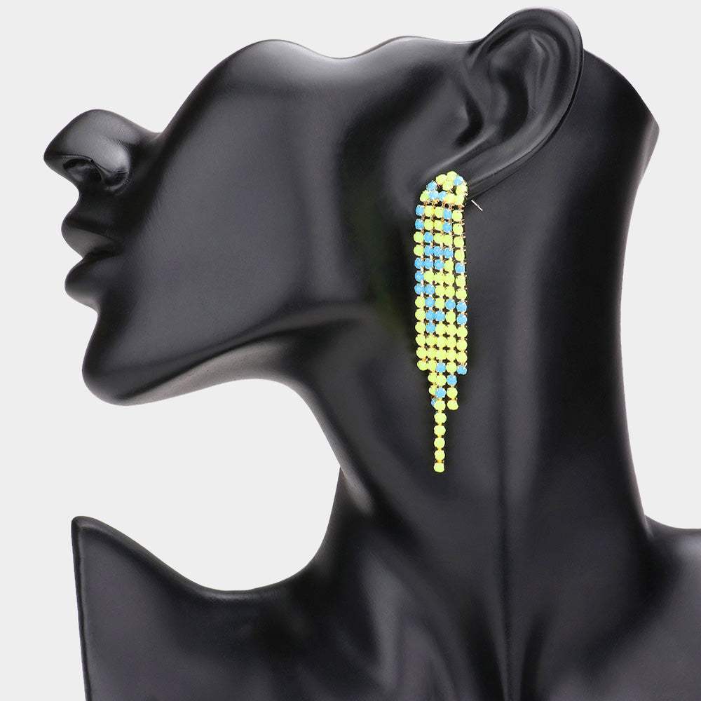 Two Tone Bead Fringe Dangle Earrings - Madeline Love - Flyclothing LLC