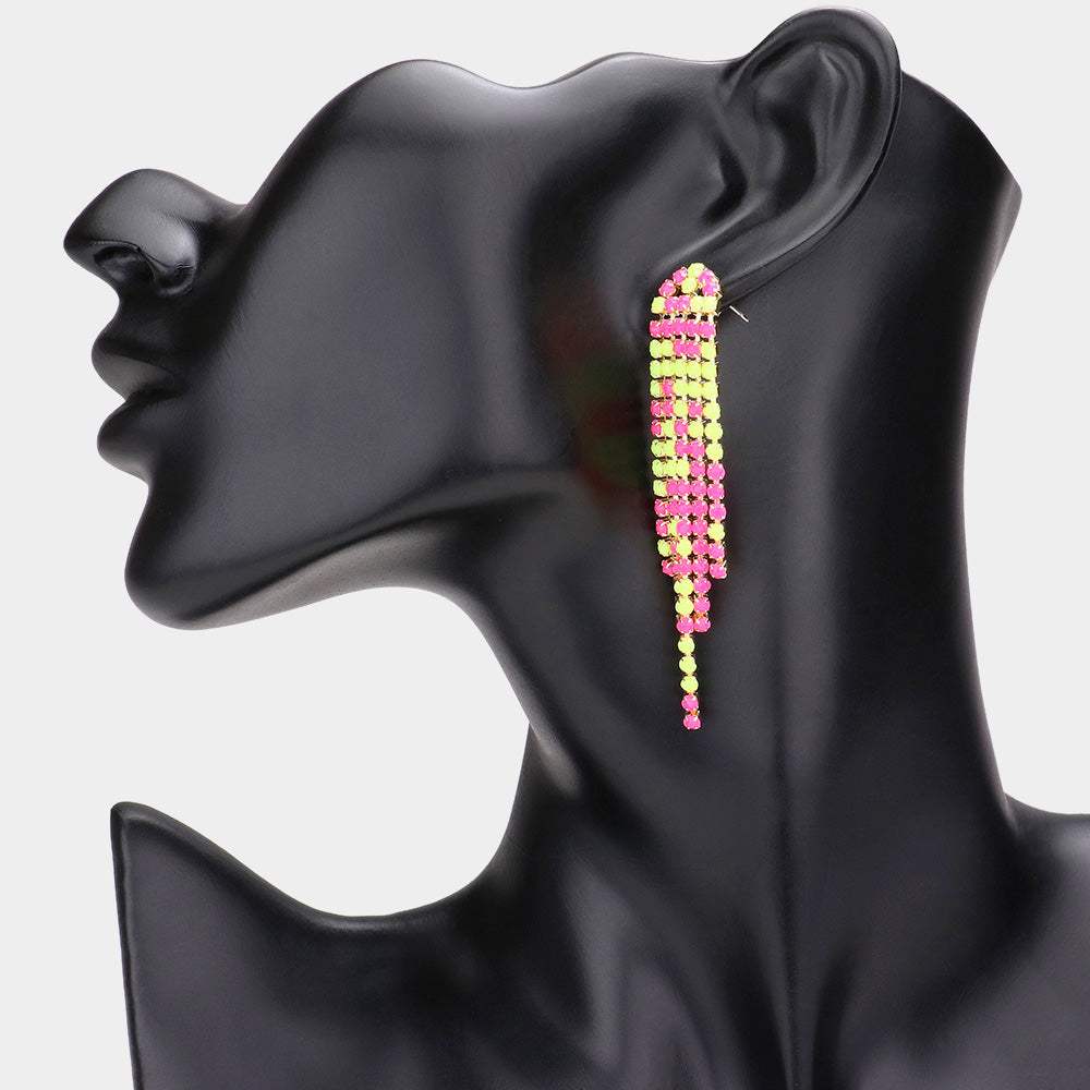 Two Tone Bead Fringe Dangle Earrings - Madeline Love - Flyclothing LLC