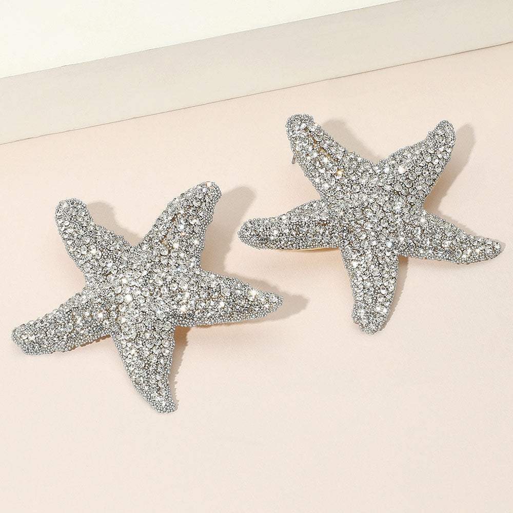 Bold Rhinestone Paved Starfish Earrings - Madeline Love - Flyclothing LLC