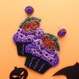 Felt Back Pumpkin Muffin Beaded Dangle Earrings - Madeline Love - Flyclothing LLC