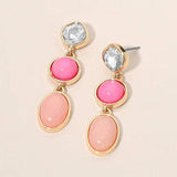 Triple Stone Bezel Link Drop Earrings - Madeline Love - Flyclothing LLC