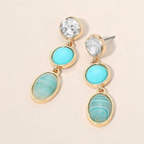 Triple Stone Bezel Link Drop Earrings - Madeline Love - Flyclothing LLC