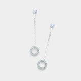 Crystal Circle Dangle Drop Earrings - Madeline Love - Flyclothing LLC
