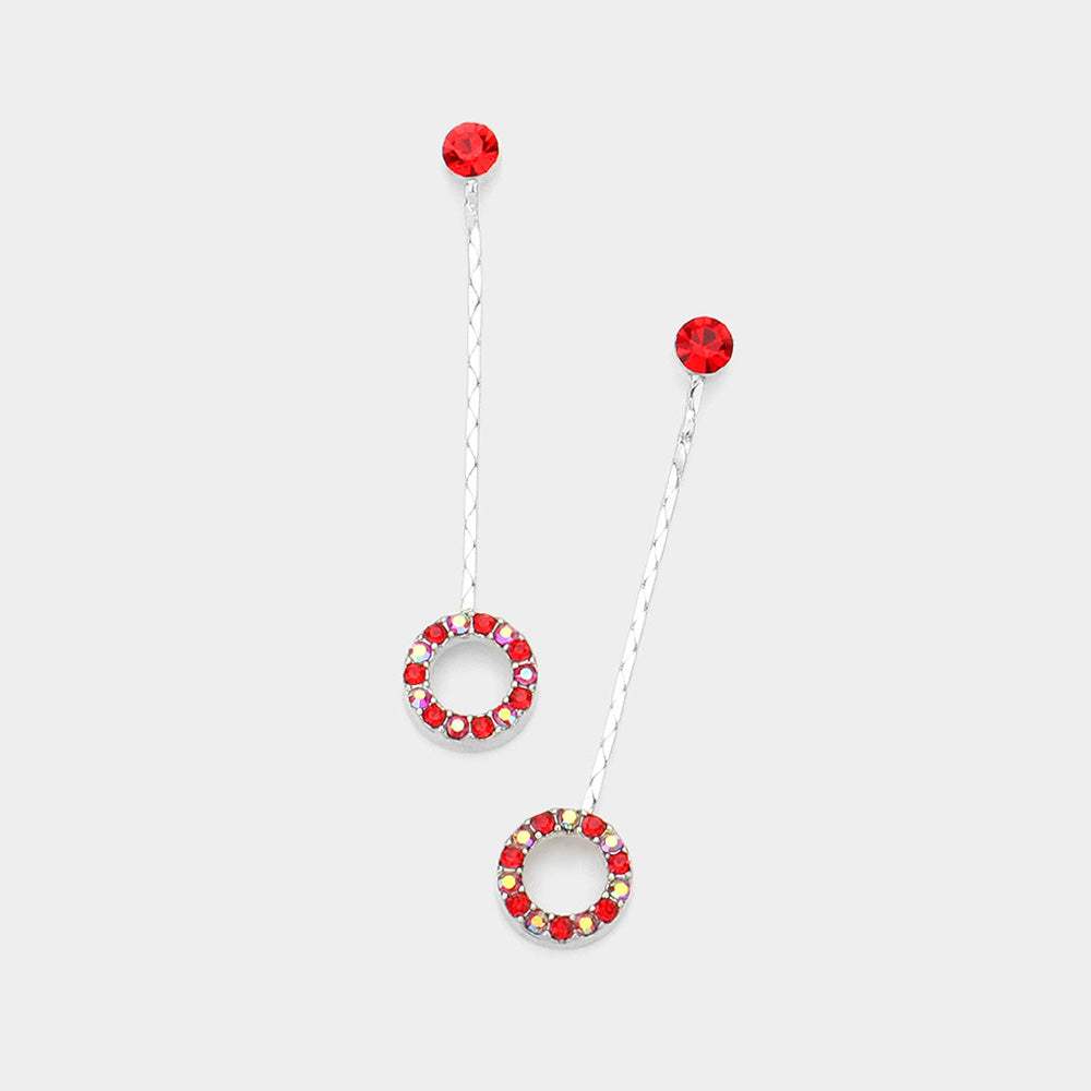 Crystal Circle Dangle Drop Earrings - Madeline Love - Flyclothing LLC