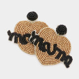Mama Message Felt Back Seed Beaded Heart Dangle Earrings - Madeline Love - Flyclothing LLC