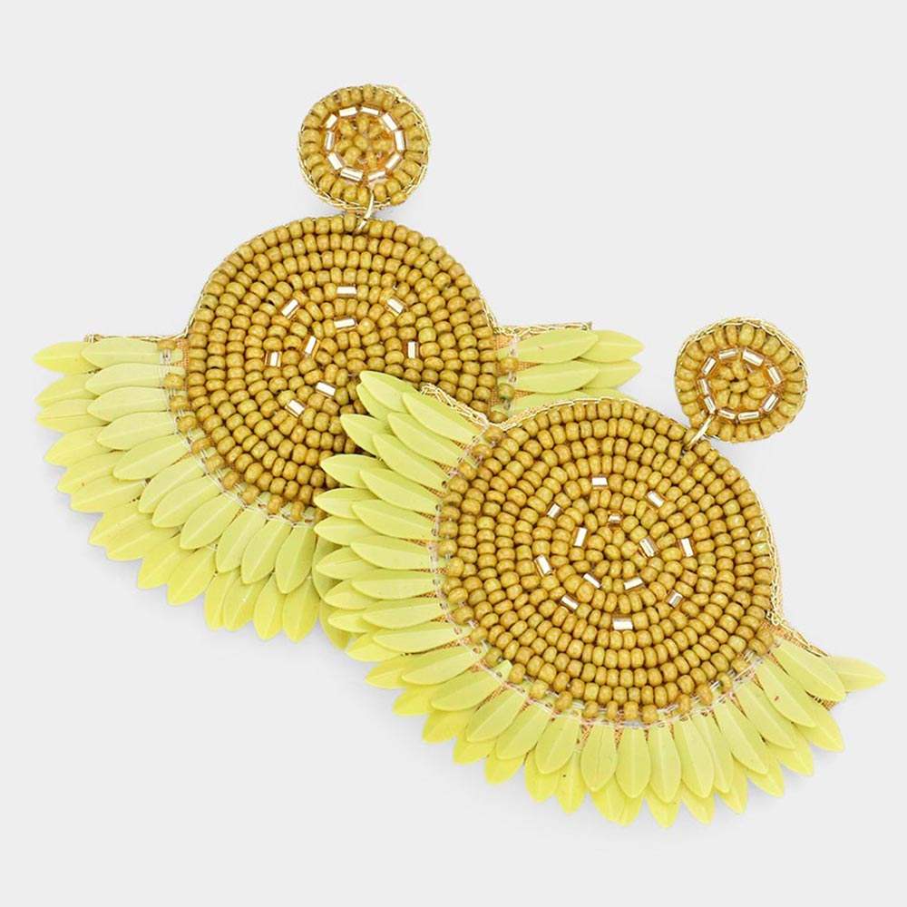 Boho Seed Beaded Round Fringe Dangle Earrings - Madeline Love - Flyclothing LLC