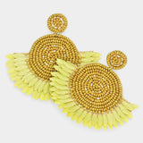 Boho Seed Beaded Round Fringe Dangle Earrings - Madeline Love - Flyclothing LLC