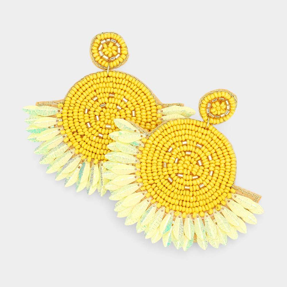 Boho Seed Beaded Round Fringe Dangle Earrings - Madeline Love - Flyclothing LLC