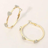 Gold Dipped Rhinestone Pave Heart Charm Around Hoop Earrings - Madeline Love - Flyclothing LLC