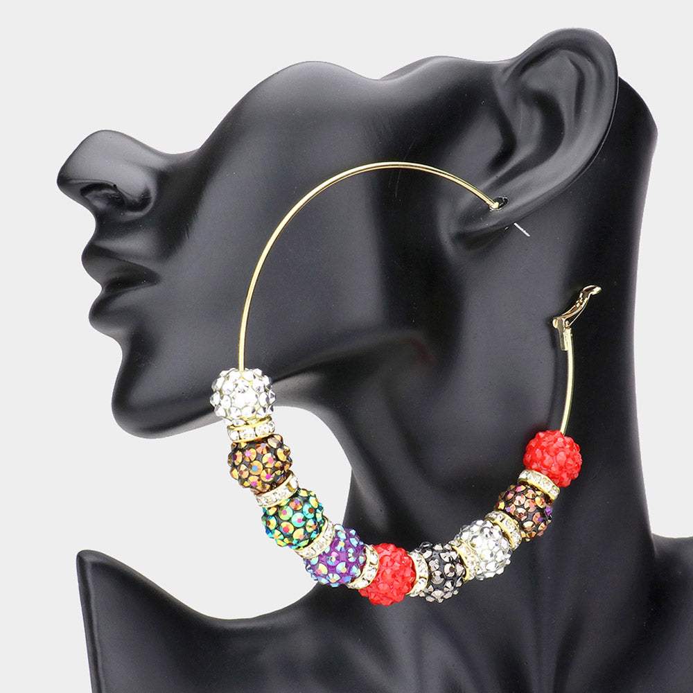 Shamballa Ball Hoop Earrings - Madeline Love - Flyclothing LLC