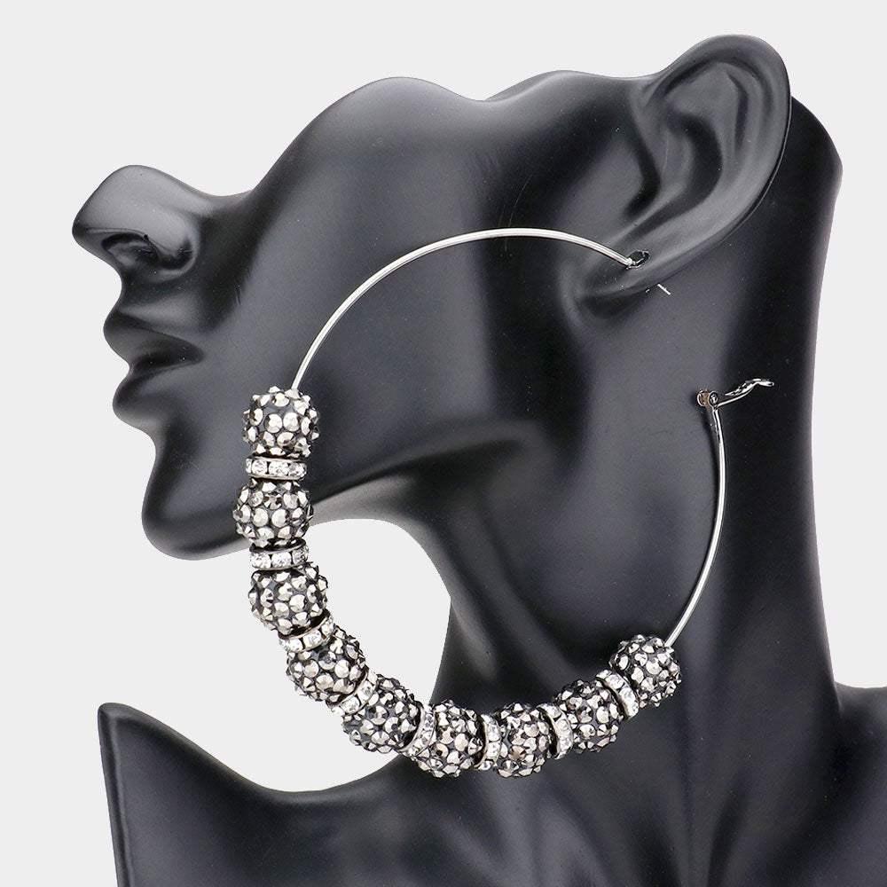 Shamballa Ball Hoop Earrings - Madeline Love - Flyclothing LLC