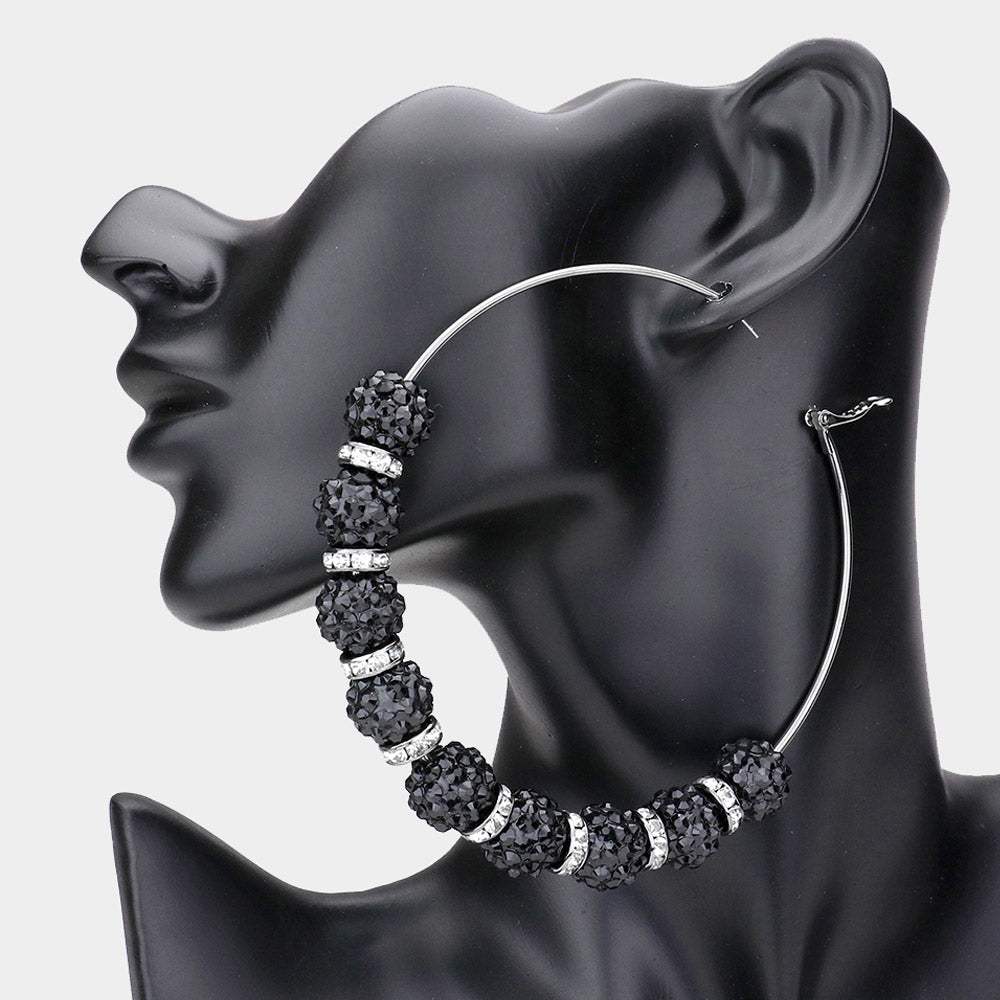 Shamballa Ball Hoop Earrings - Madeline Love - Flyclothing LLC