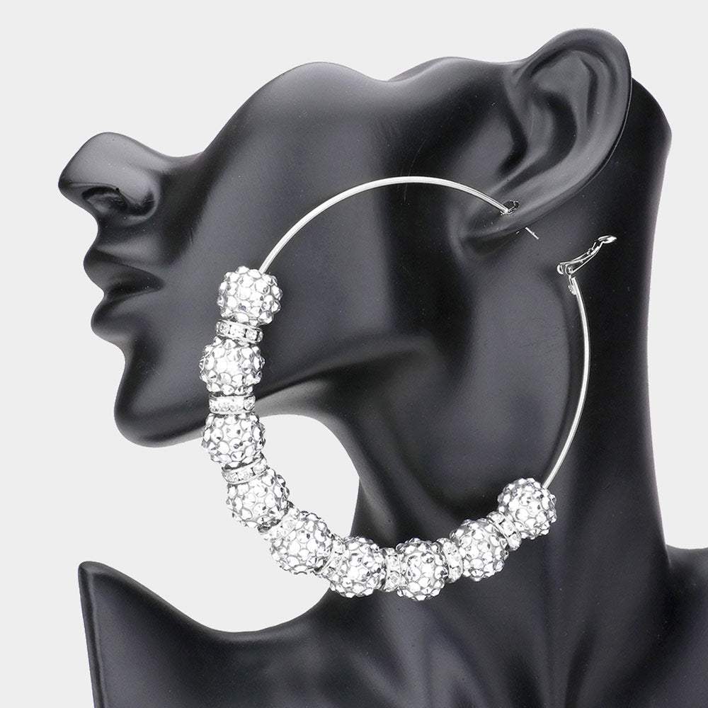 Shamballa Ball Hoop Earrings - Madeline Love - Flyclothing LLC