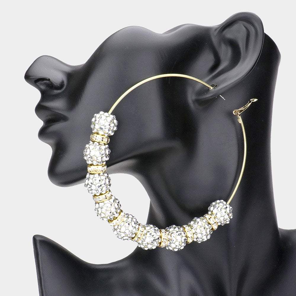 Shamballa Ball Hoop Earrings - Madeline Love - Flyclothing LLC
