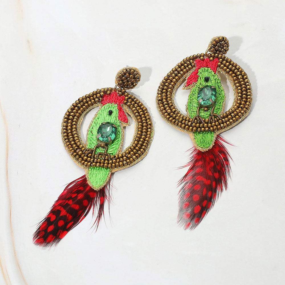 Embroidery Parrot Earrings - Madeline Love - Flyclothing LLC