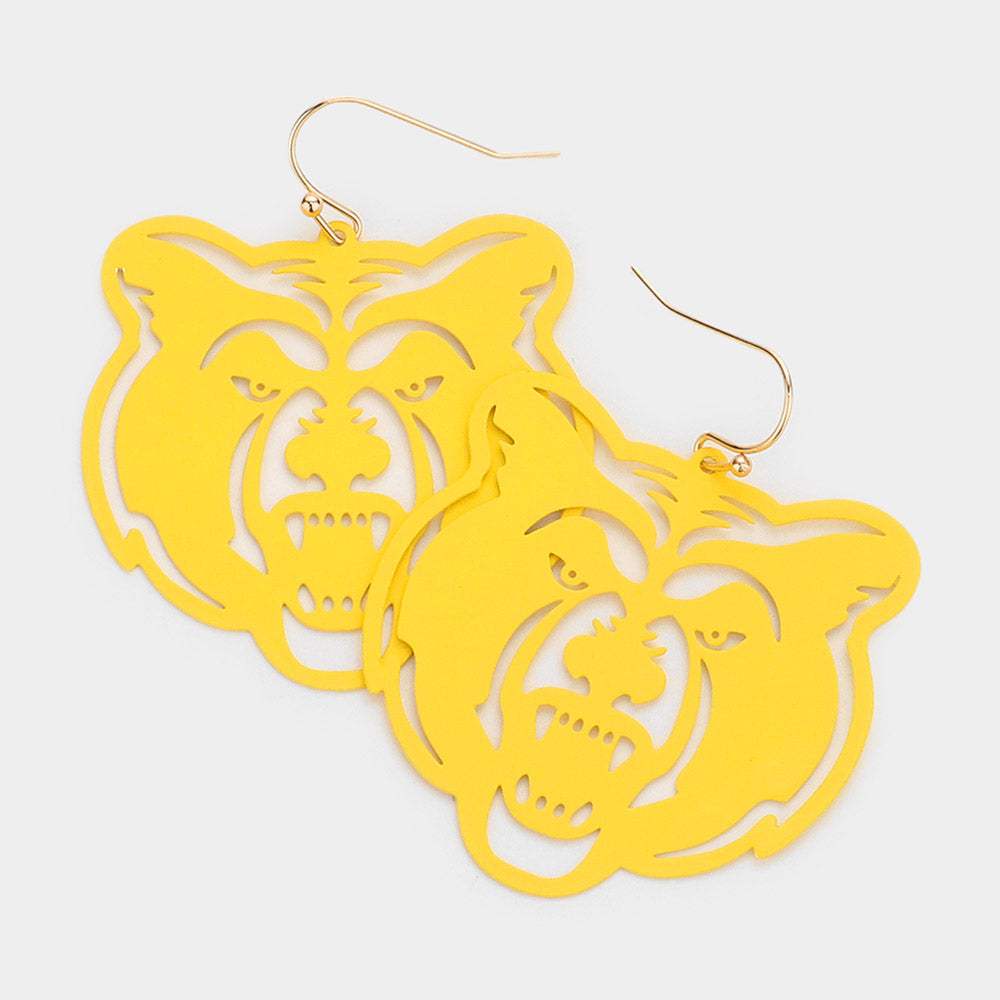 Metal Cutout Bear Dangle Earrings - Madeline Love - Flyclothing LLC