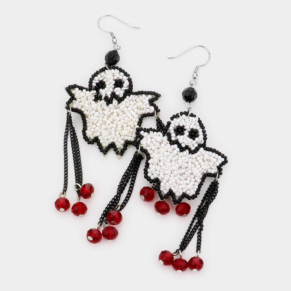 Seed Bead Ghost Dangle Earrings - Madeline Love - Flyclothing LLC