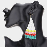 Seed Beaded Fringe Dangle Earrings - Madeline Love - Flyclothing LLC