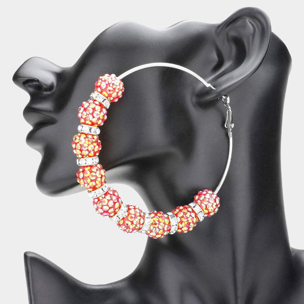 Oversized Shamballa Ball Hoop Earrings - Madeline Love - Flyclothing LLC