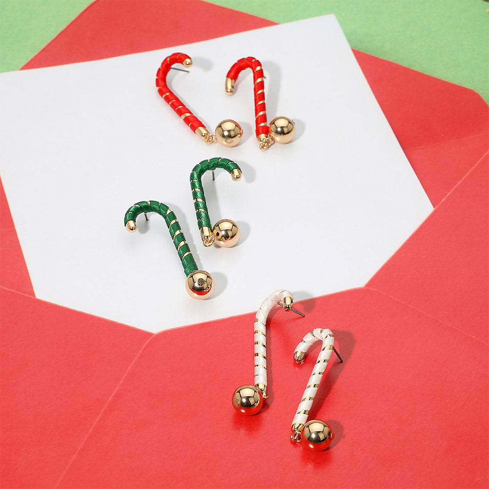 Ball Drop Christmas Candy Cane Earrings - Madeline Love - Flyclothing LLC