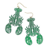 Glitter Cutout Mardi Gras Lobster Charm Drop Earrings - Madeline Love - Flyclothing LLC