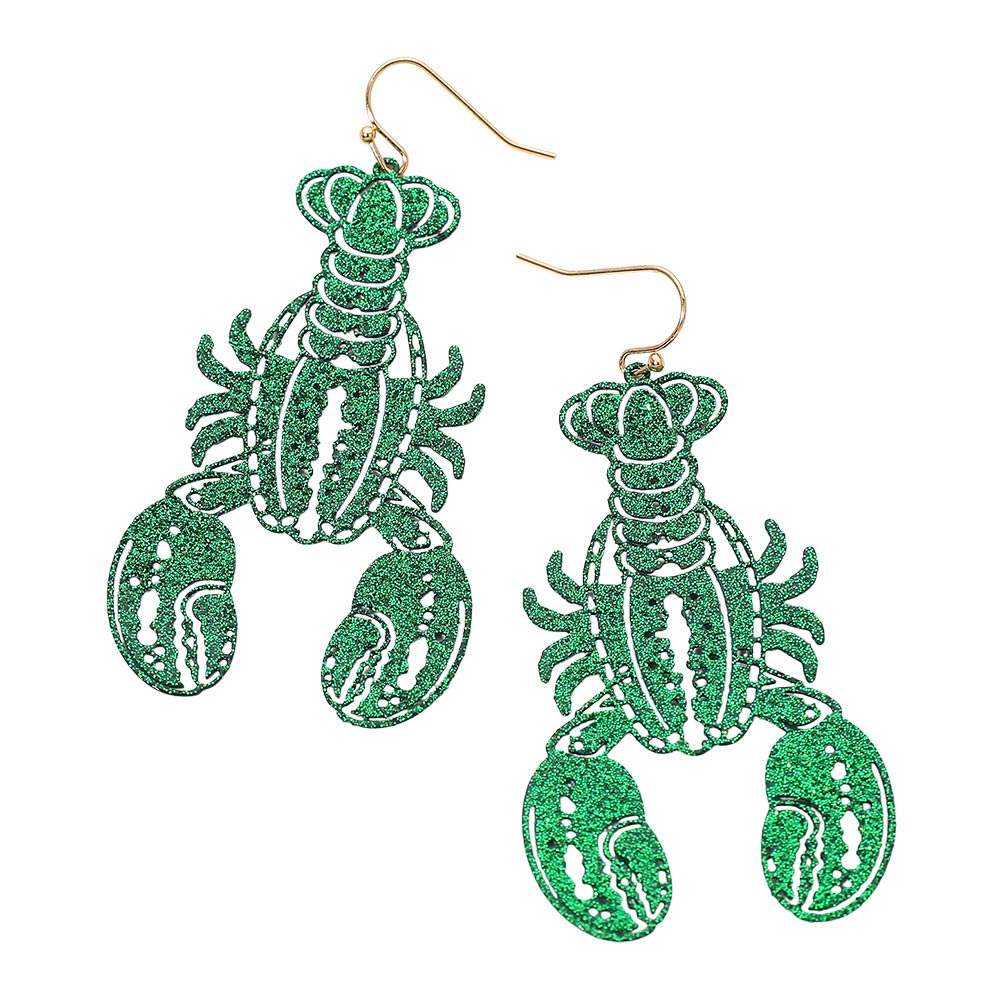 Glitter Cutout Mardi Gras Lobster Charm Drop Earrings - Madeline Love - Flyclothing LLC