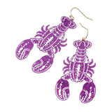 Glitter Cutout Mardi Gras Lobster Charm Drop Earrings - Madeline Love - Flyclothing LLC