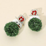 Pom Pom Stone Paved Hat Snowman Earrings - Madeline Love - Flyclothing LLC
