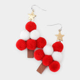 Pom Pom Christmas Tree Dangle Earrings - Madeline Love - Flyclothing LLC
