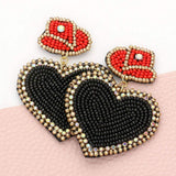 Felt Back Beaded Hat Heart Link Dangle Earrings - Madeline Love - Flyclothing LLC