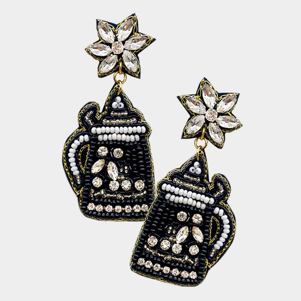 Felt Back Stone Beaded Kettle Dangle Earrings - Madeline Love - Flyclothing LLC