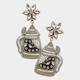 Felt Back Stone Beaded Kettle Dangle Earrings - Madeline Love - Flyclothing LLC