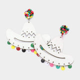 Glittered Cowboy Hat Dangle Earrings - Madeline Love - Flyclothing LLC