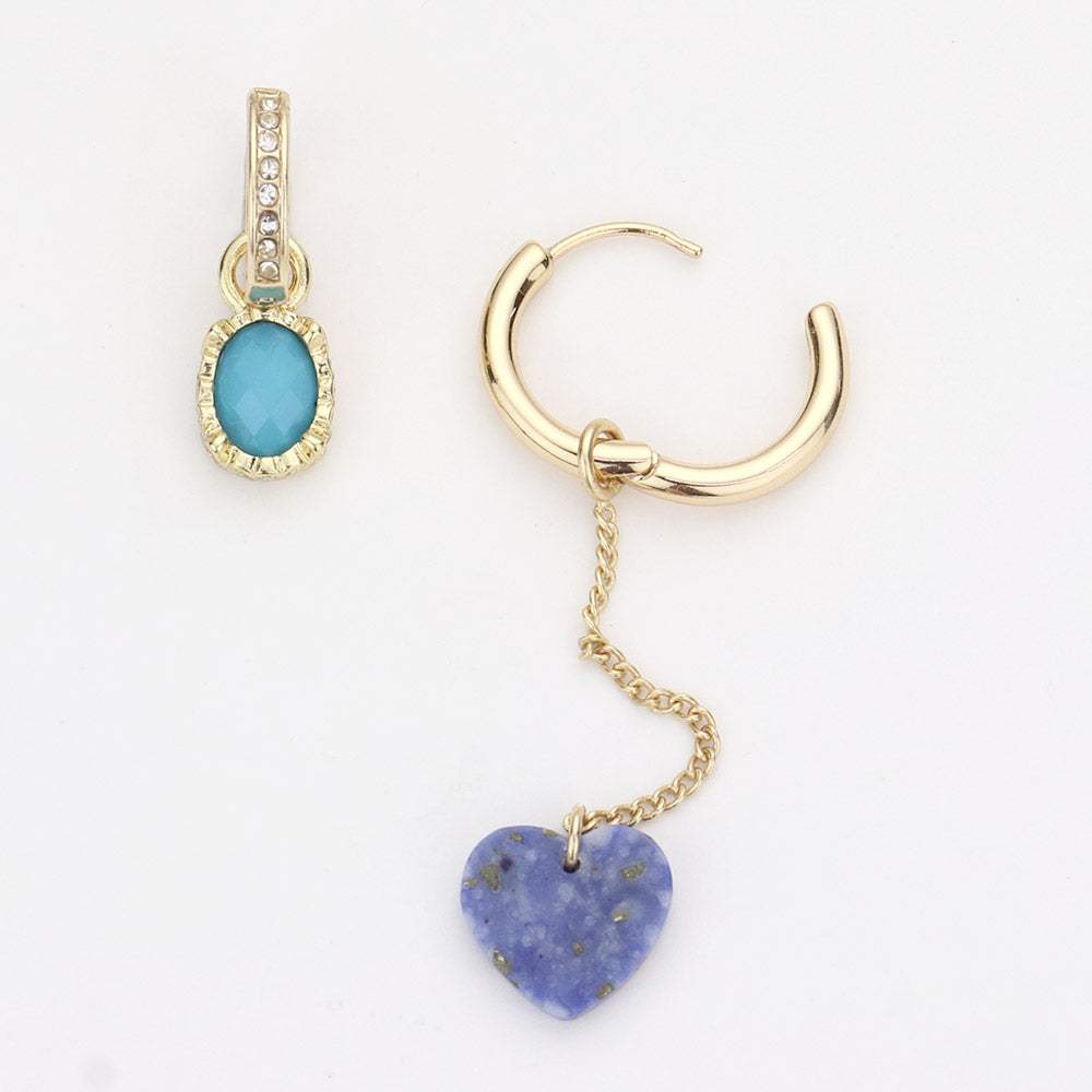 Round Stone Bead Heart Interchangeable Earring Set - Madeline Love - Flyclothing LLC
