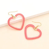 Woven Thread Open Metal Heart Dangle Earrings - Madeline Love - Flyclothing LLC