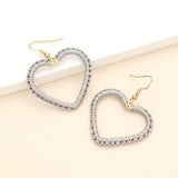 Woven Thread Open Metal Heart Dangle Earrings - Madeline Love - Flyclothing LLC