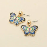 Enamel Butterfly Detailed Dangle Earrings - Madeline Love - Flyclothing LLC