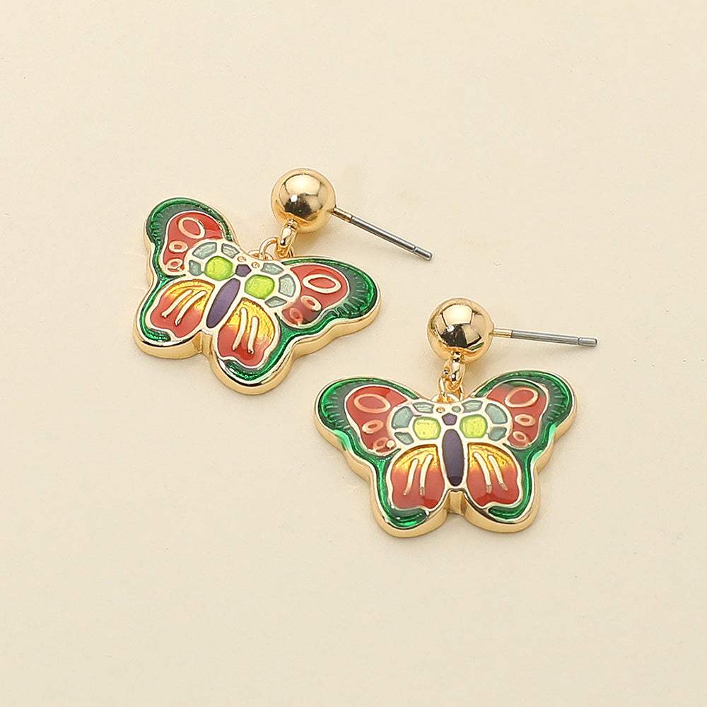 Enamel Butterfly Detailed Dangle Earrings - Madeline Love - Flyclothing LLC