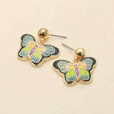 Enamel Butterfly Detailed Dangle Earrings - Madeline Love - Flyclothing LLC