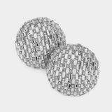Rectangle Round Stone Cluster Dome Earrings - Madeline Love - Flyclothing LLC