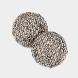 Rectangle Round Stone Cluster Dome Earrings - Madeline Love - Flyclothing LLC