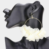 Floral Fabric Cluster Open Metal Circle Dangle Earrings - Madeline Love - Flyclothing LLC