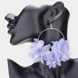 Floral Fabric Cluster Open Metal Circle Dangle Earrings - Madeline Love - Flyclothing LLC