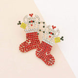 Rhinestone Pave Christmas Socks Earrings - Madeline Love - Flyclothing LLC