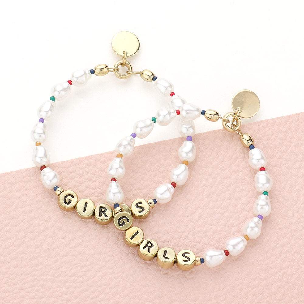 Girls Message Pearl Beaded Dangle Earrings - Madeline Love - Flyclothing LLC
