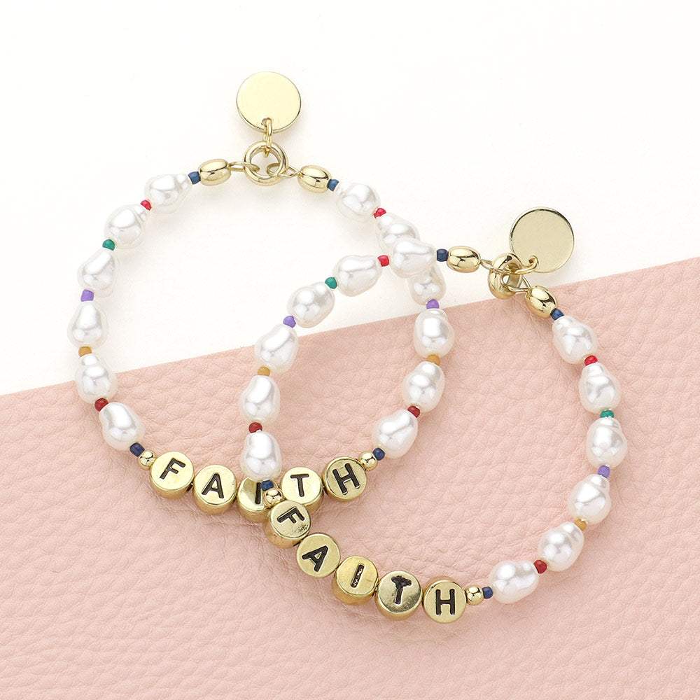 Faith Message Pearl Beaded Dangle Earrings - Madeline Love - Flyclothing LLC