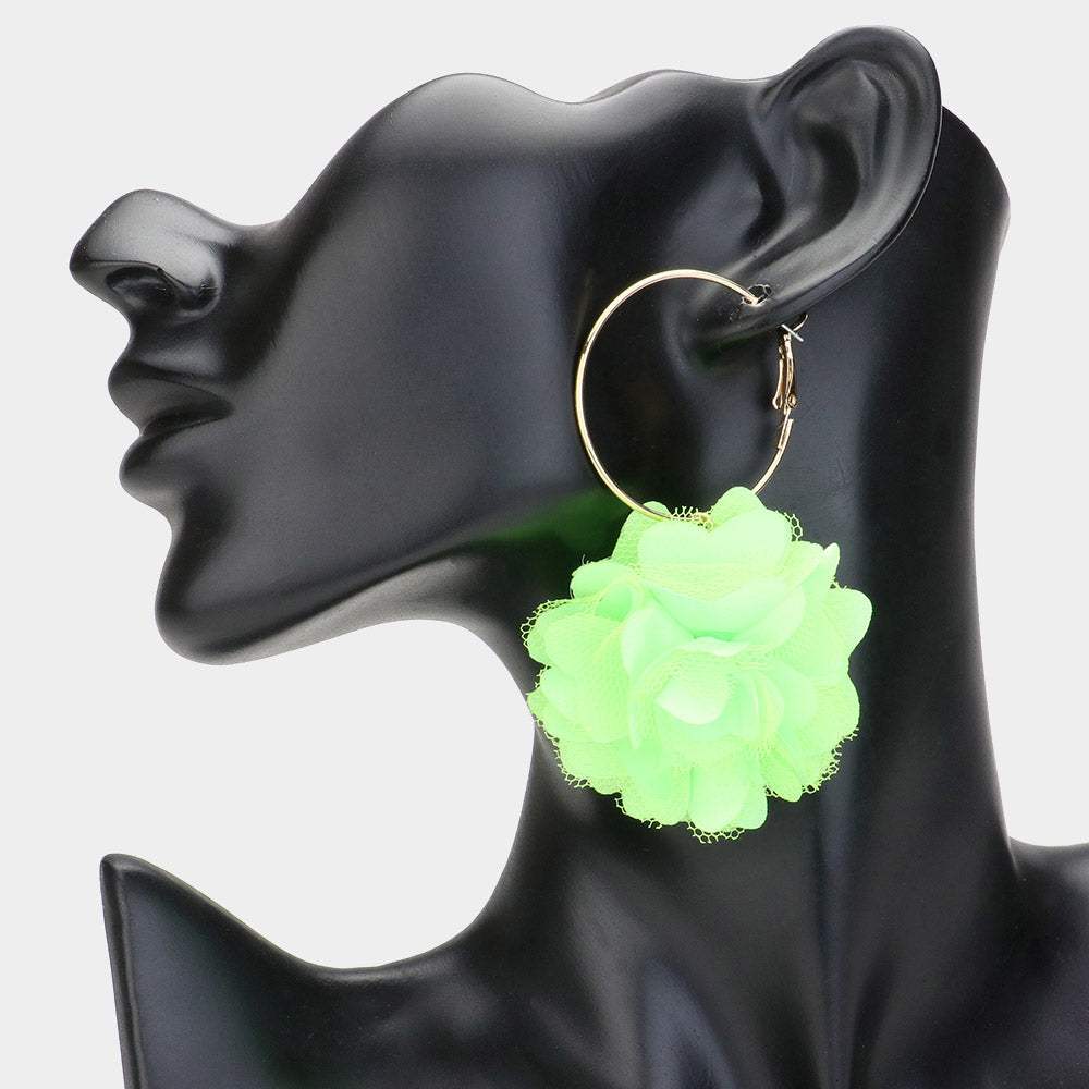 Fabric Rose Dangle Earrings - Madeline Love - Flyclothing LLC